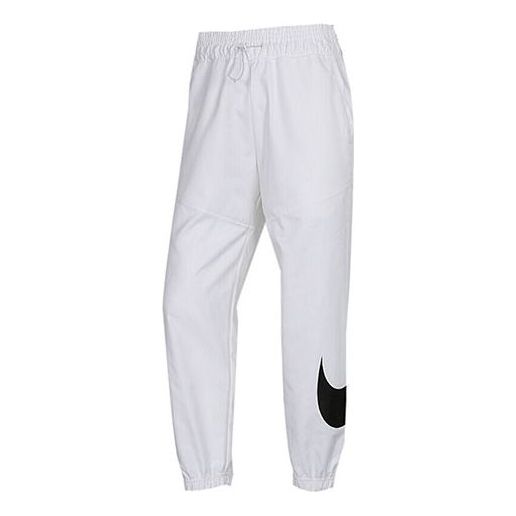 (WMNS) Nike Sportswear Swoosh Logo Printing Woven Sports Trousers White CJ3777-100