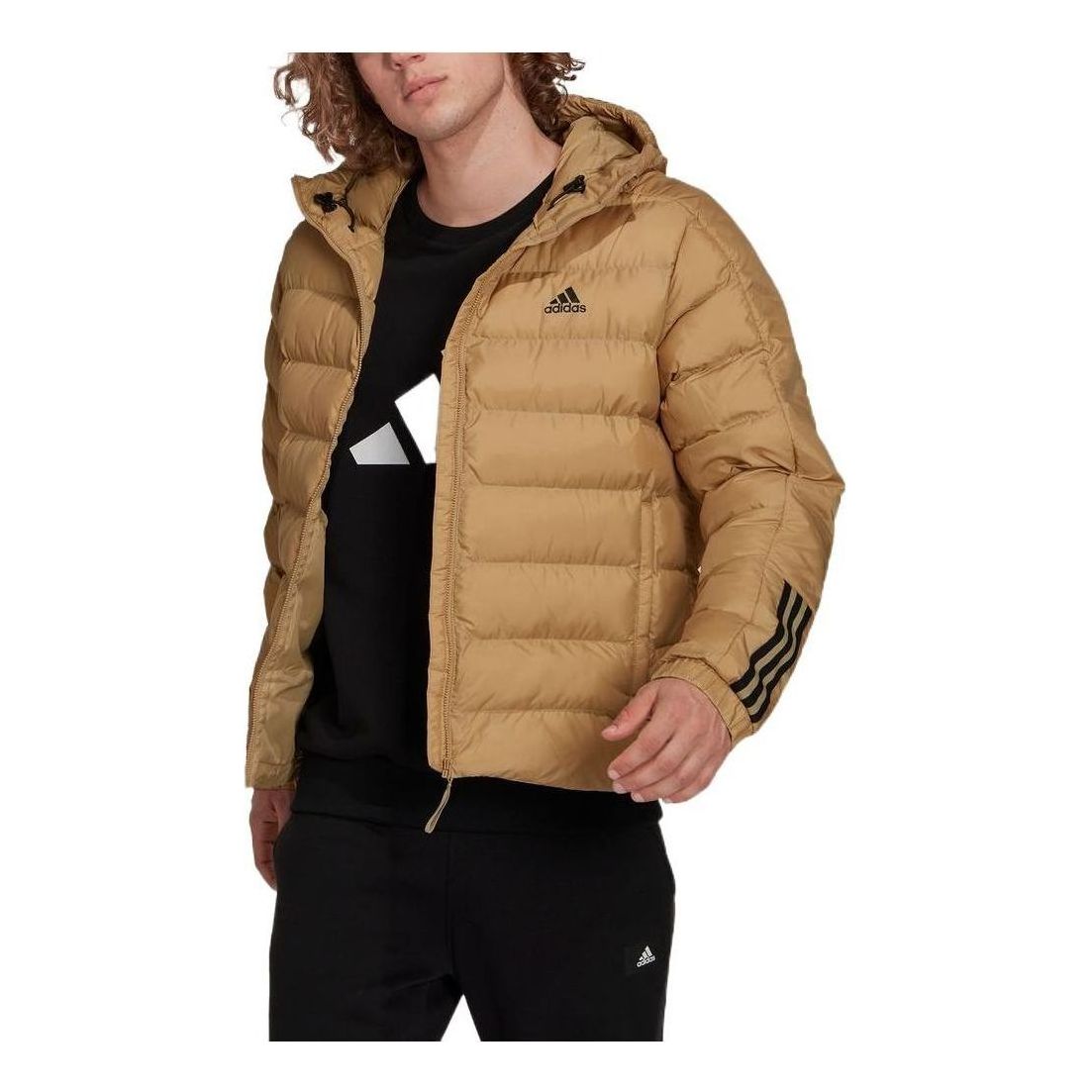 adidas Midweight Hooded Padding Down Jacket 'Beige' GT1676