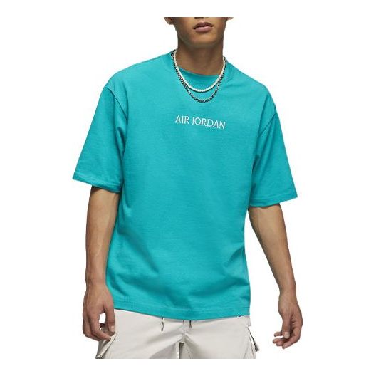 Air Jordan Solid Color Alphabet Round Neck Short Sleeve T-Shirt Men's Green DO6100-322