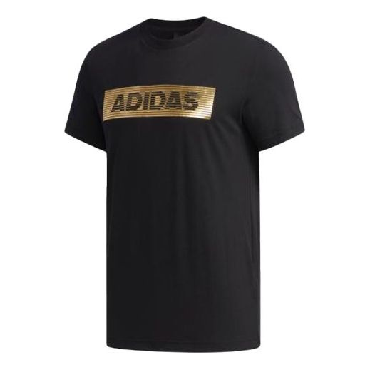 adidas Ai Gfx Ss Foil Sports Bronzing Printing Round Neck Short Sleeve Black EH3814