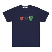 (WMNS) COMME des GARCONS PLAY 3 Hearts Short Sleeves Tee 'Navy' AZ-T185-051-1