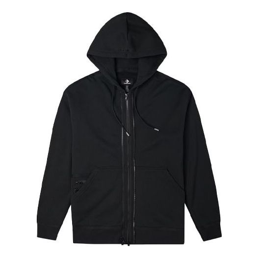 Converse Solid Color Zipper Long Sleeves Hooded Jacket Couple Style Black 10022002-A01