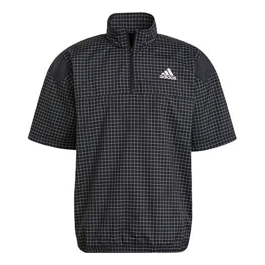 adidas M Primeblue Tee Contrasting Colors Half Zipper Sports Stylish Short Sleeve Black GP8656