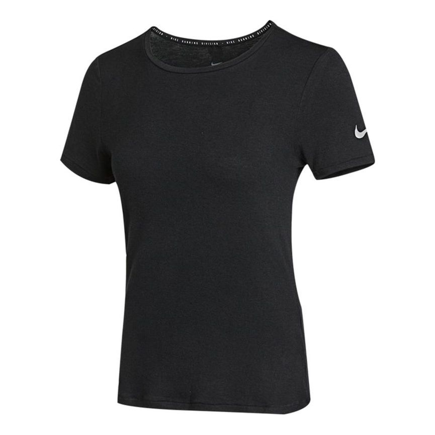 (WMNS) Nike Logo PrintTraining Sports Crewneck Short Sleeve T-Shirt Black DJ8519-010