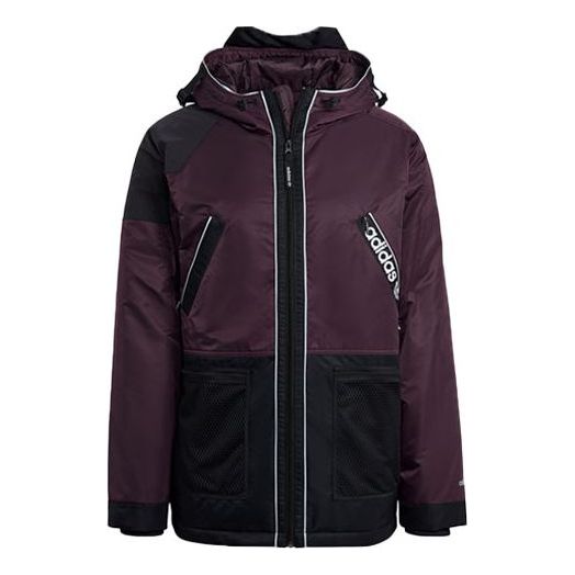 Men's adidas originals Colorblock Hooded Down Jacket Bright Pink Red Fluorescence GJ6740