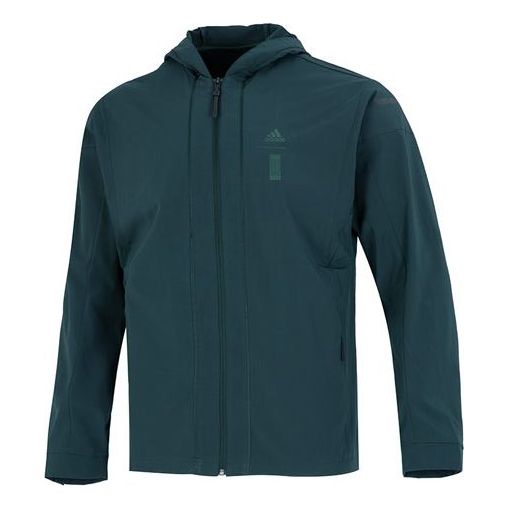 Men's adidas Wj Mh Wv Wb Solid Color Athleisure Casual Sports Hooded Jacket Military Green HM2949