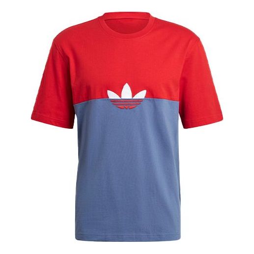 adidas originals Embroidered Logo Contrasting Colors Round Neck Short Sleeve Blue Red GN3503