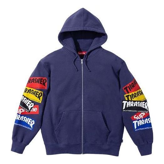 Supreme x Thrasher Multi Logo Zip Up Hooded Sweatshirt 'Purple Multi-Color' SUP-FW21-210