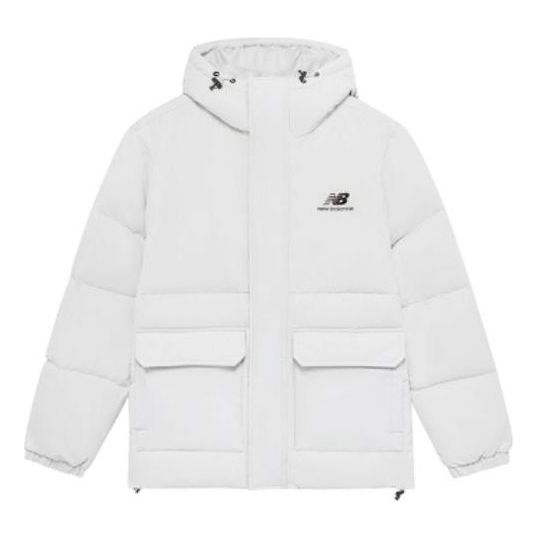 New Balance Logo Puffer Down Jacket 'White' AMJ23340-GYM