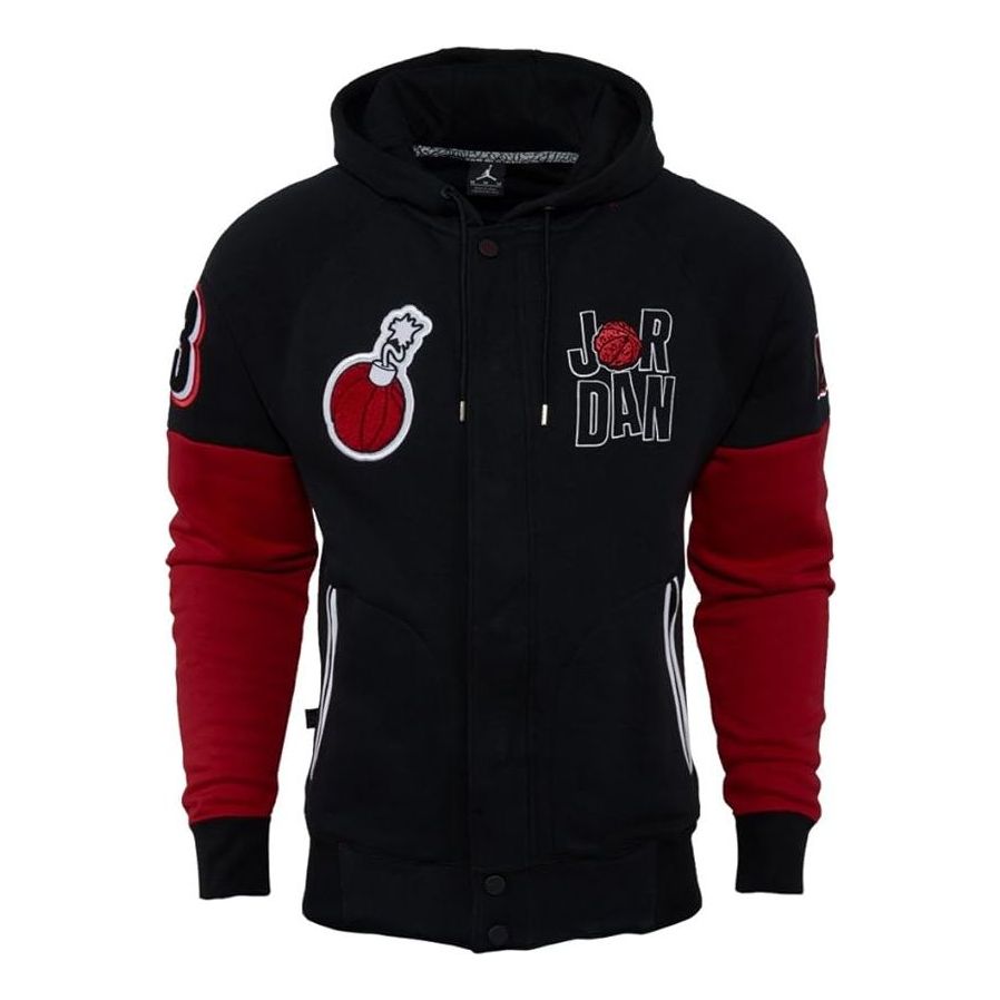 Air Jordan Marvin The Martian Mars Varsity Hooded Jacket 'Black Red' 716578-010