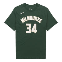 Men's Nike NBA Basketball Sports Round Neck Short Sleeve Milwaukee Bucks No.34 Green T-Shirt CV8535-326