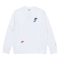 Men's Nike Contrasting Colors Logo Casual Sports Round Neck Embroidered Pullover White DJ6915-100