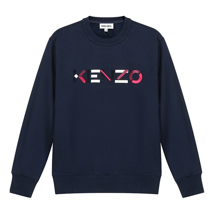 (WMNS) KENZO FW20 Logo Pattern Round Neck Long Sleeves Sports Navy Blue Hoodie FA62SW8204MO-76
