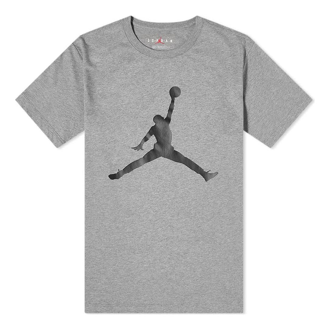 Men's Air Jordan Chest Large Logo Printing Round Neck Cotton Short Sleeve Gray T-Shirt CJ0921-091