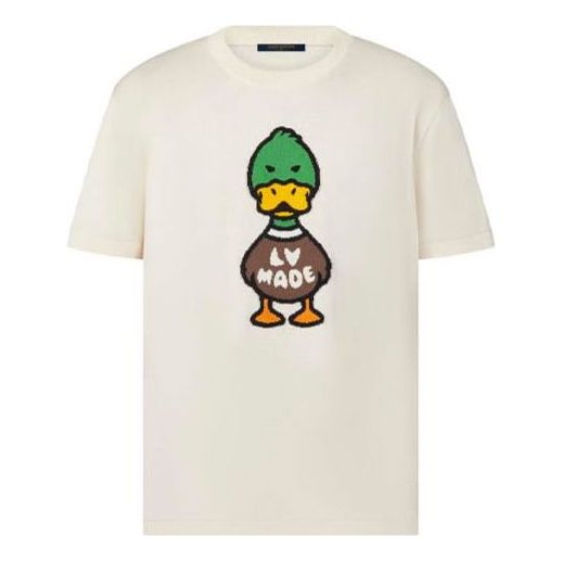 Men's LOUIS VUITTON x NIGO2 Crossover LV2 SS22 Cartoon Printing Cozy Short Sleeve White RM221M-F96-HMN04W