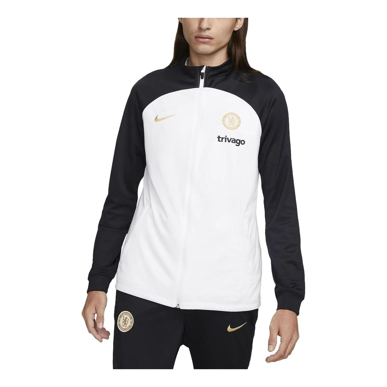 Nike Chelsea FC Dri-FIT Knit Soccer Track Jacket 'White Black' DX3474-101