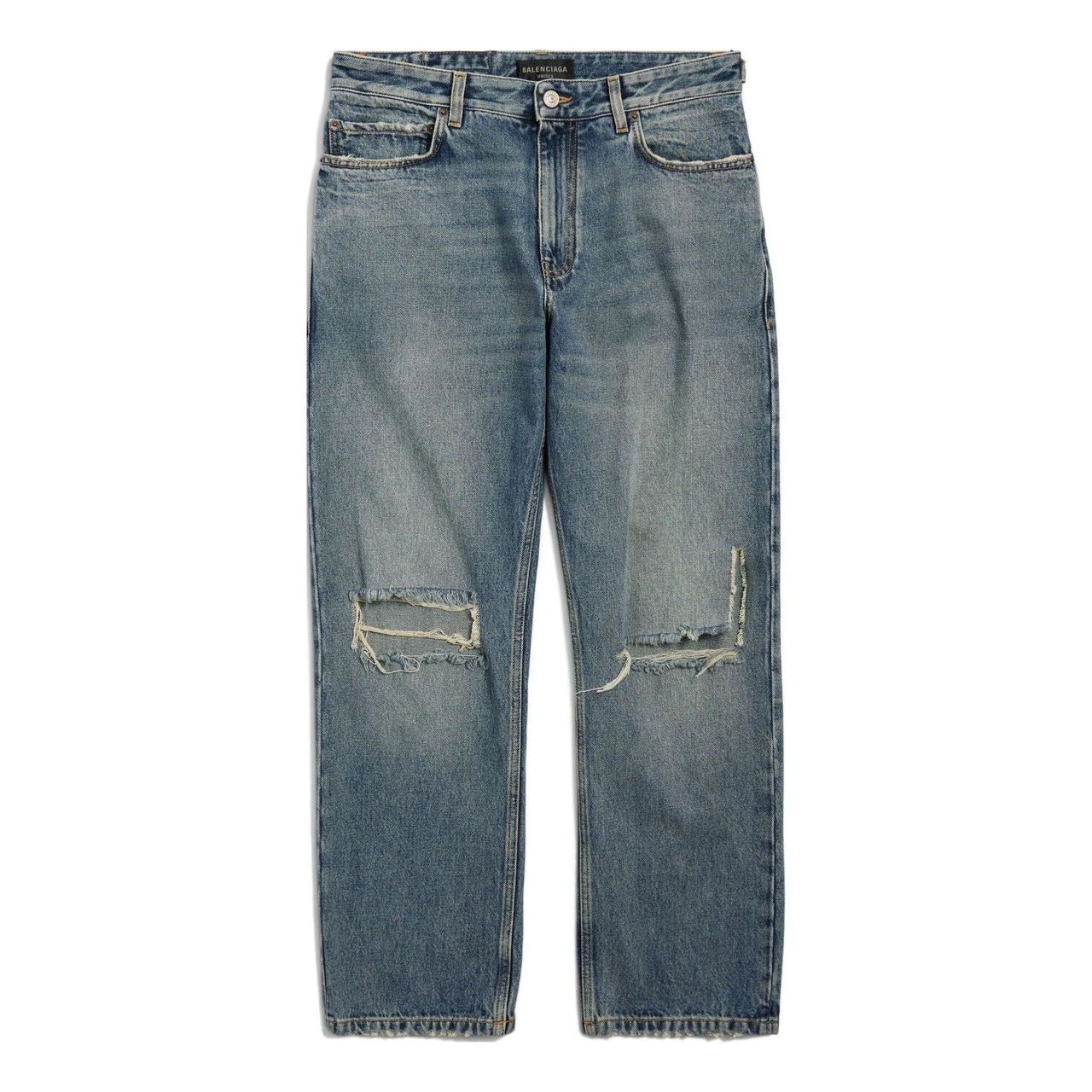 Balenciaga Distressed Straight-Leg Jeans 'Blue' 745149THW254245