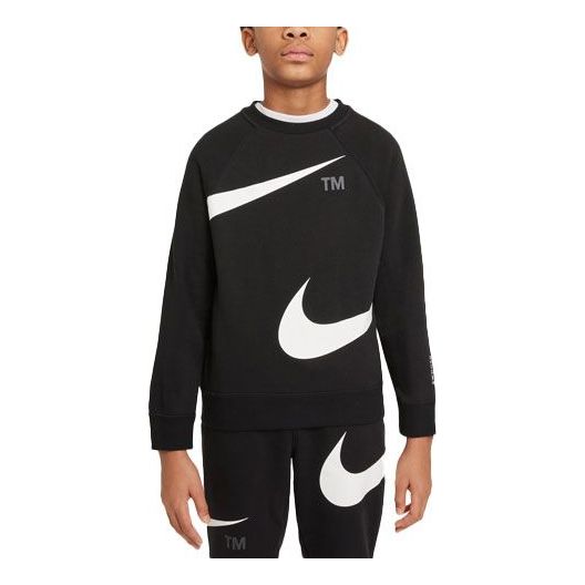 (GS) Nike Large Logo Printing Knit Round Neck Pullover Boy Black DD8726-010