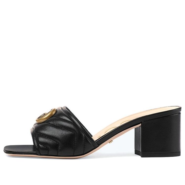 (WMNS) Gucci Marmont Double G Chunky slide sandal 'Black' 695202-BKO60-1000