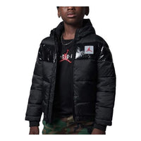 (GS) Air Jordan Bold Stripe Puffer Jacket 'Black' DC0037-010