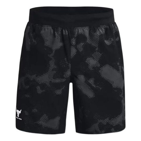 Under Armour Project Rock Woven Camo Printed Shorts 'Black' 1377438-001
