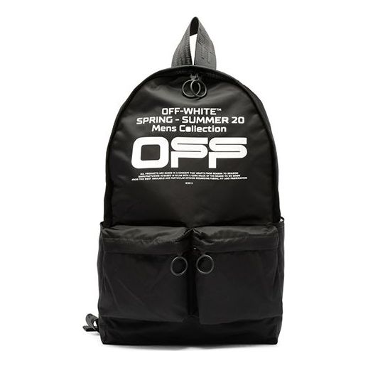 Off-White Wavy Logo Backpack Off Slogan Printing Black OMNB003R20E480041001