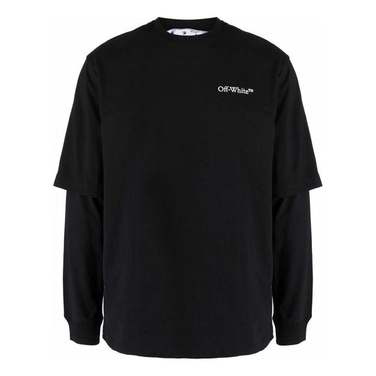 Off-White SS22 Printing Logo Solid Color Round Neck Long Sleeves Black OMAB068S22JER0011001