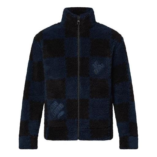 LOUIS VUITTON x NIGO2 Crossover LV2 SS22 Grid Lamb's Wool Zipper Stand Collar Jacket Autumn Blue 1A9GKS