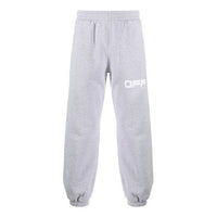 Men's Off-White Logo Printing Bundle Feet Sports Pants/Trousers/Joggers Light Grey OMCH022S20E300030788