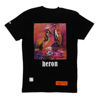 Men's HERON PRESTON Painting Printing Short Sleeve Black HWAA007R196320261088