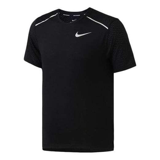 Nike Rise 365 Breathable Round Neck Short Sleeve Running Tops Black AQ9920-010