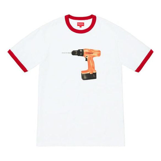 Supreme SS19 Drill Ringer Electric Drill Printing Short Sleeve Unisex Red SUP-SS19-658