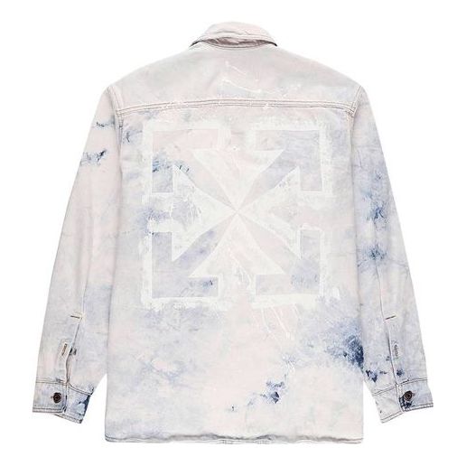 Off-White Colour Colour Rendering Ink Lapel Loose Denim Jacket Men White OMYD017R203860201414