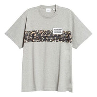 Men's Burberry Leopard print Pattern Printing Short Sleeve Gray 80243691