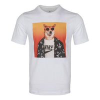 Nike Shiba Inu Printing Round Collar Sports Male White CT6313-100