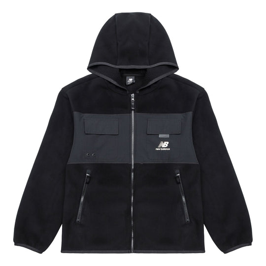 New Balance Alphabet Splicing Contrasting Colors Hooded Jacket 'Black' AMJ13382-BK