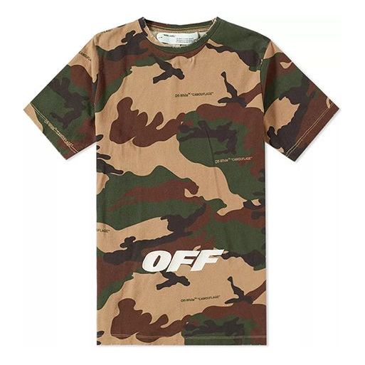 Off-White Alphabet Embroidered Short Sleeve Unisex Camouflage OMAA038E181850219901