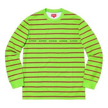 Supreme SS19 Printed Stripe Pique LS Top GreenT SUP-SS19-507