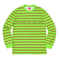 Supreme SS19 Printed Stripe Pique LS Top GreenT SUP-SS19-507