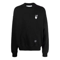 Men's Off-White FW21 Logo Caravaggio Arrow Round Neck Long Sleeves Loose Fit Black OMBA054F21FLE0111001