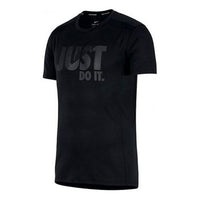 Men's Nike Alphabet Printing Sports Round Neck Pullover Short Sleeve Black T-Shirt AH2258-010