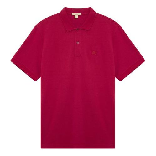 Men's Burberry Solid Color Logo Short Sleeve Polo Shirt Rose Red 39815201