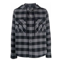 Men's Off-White Arrow Flannel Plaid Crossover Long Sleeves Black Shirt OMGA125F21FAB0010501