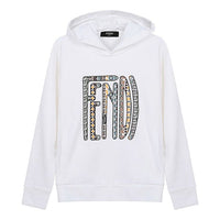 Men's FENDI SS21 Alphabet Pattern Cotton Hooded Long Sleeves White FAF595AE8IF0ZNM