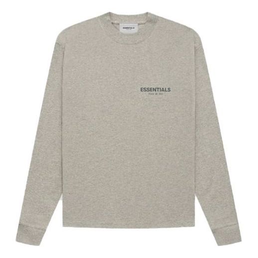 Fear of God Essentials FW21 Long Sleeve Tee Dark Heather Oatmeal FOG-FW21-190