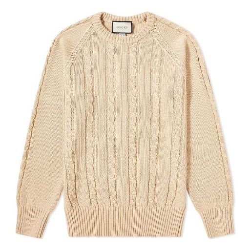 Gucci Retro Ribbed Knitted Sweater For Men Beige 614727-XKBA3-9166