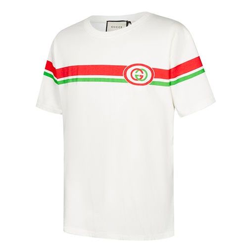 Gucci GG Stripe Printing Short Sleeve White 565806-XJBAR-9037