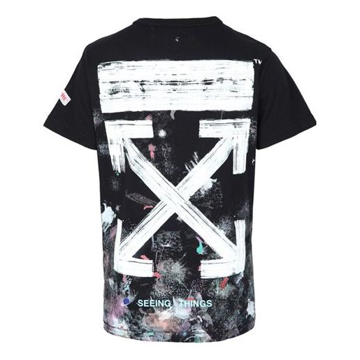 Off-White Splash Ink Short Sleeve Loose Unisex Black OMAA002F176200179901