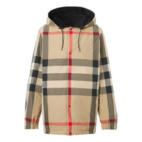 Men's Burberry Double Sided Classic Plaid Hooded Jacket Beige 80434031