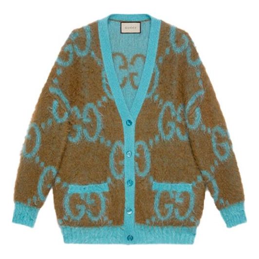 (WMNS) Gucci Reversible GG Mohair Wool Cardigan 'Brown/Light Blue' 635160-XKBR9-2048